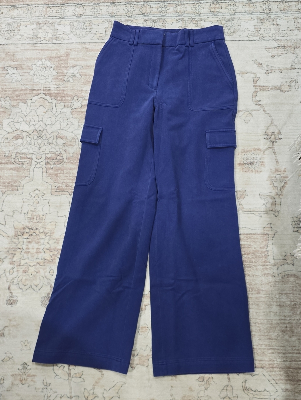 Express Wide-Leg Cargo Pants in Deep Blue